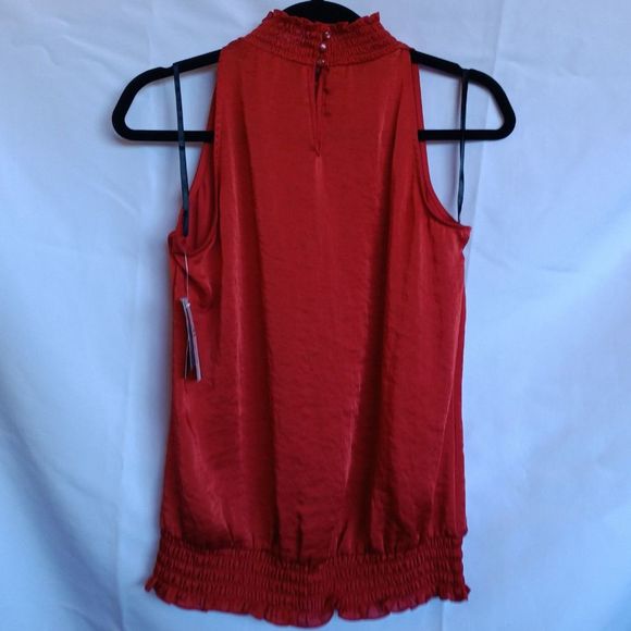 AB Studio Y2K Satin High Neck Sleeveless Elastic Flowers Small NWT Vintage - Picture 5 of 9